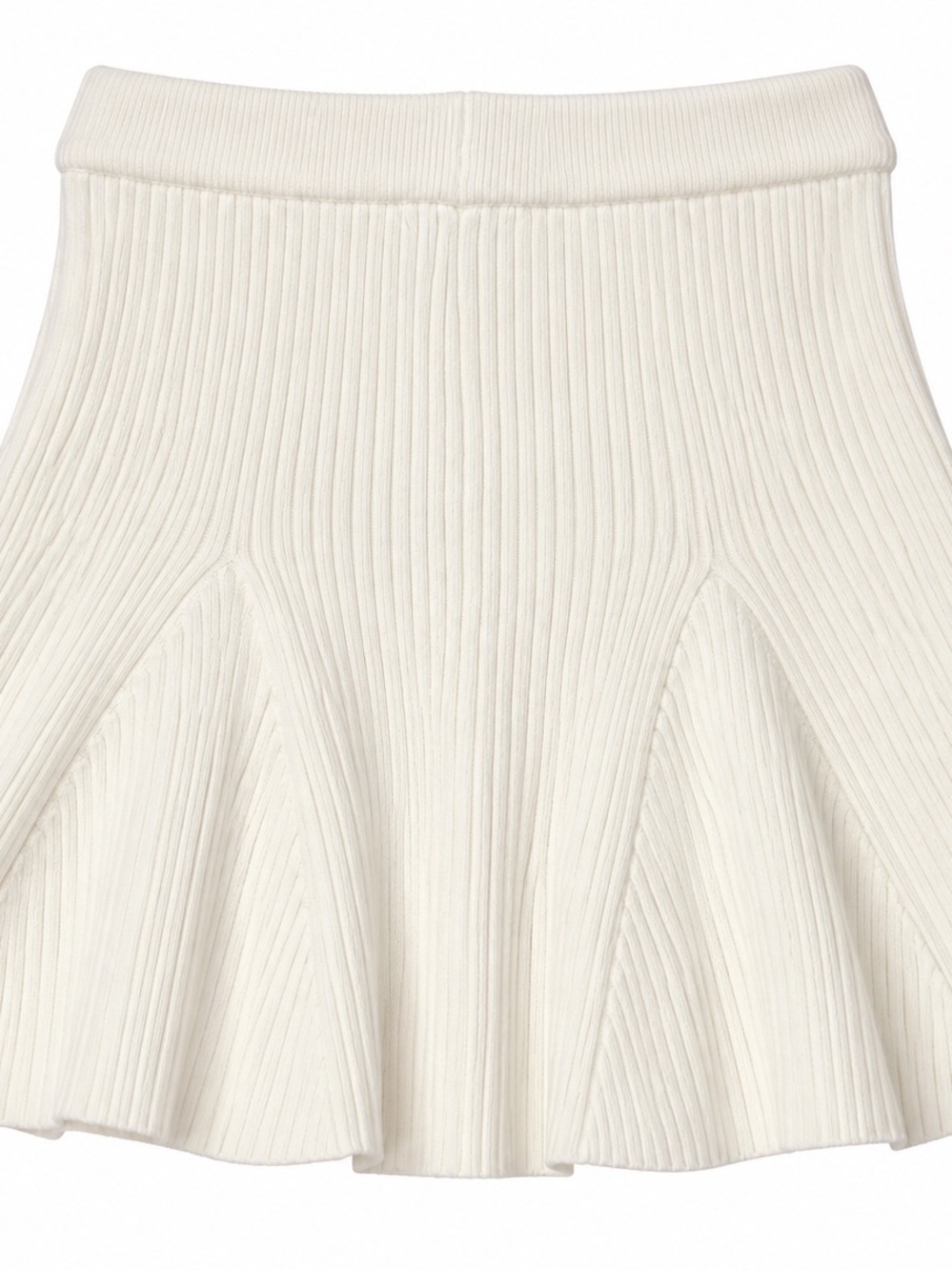 MABLE Ivory Ribbed Knit Flare Mini Skirt Size Medium